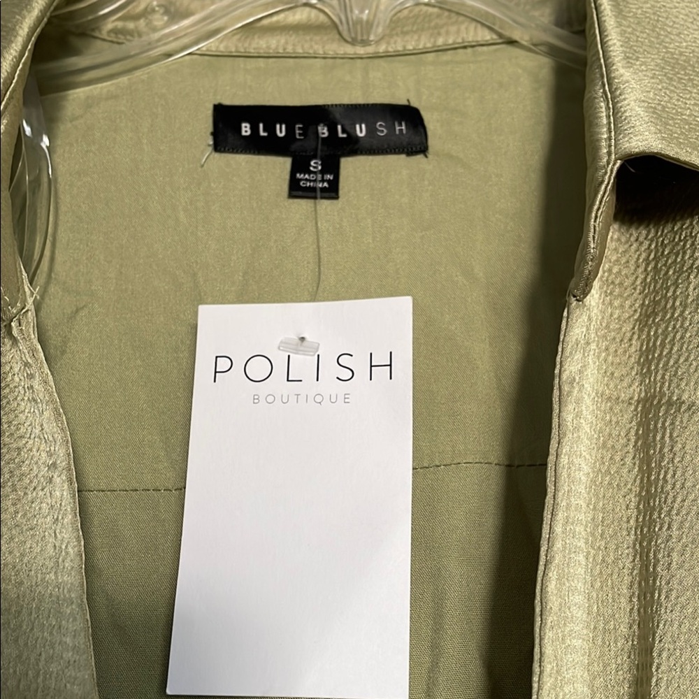Blue Blush Green Ruched Wrap Romper - Picture 4 of 5